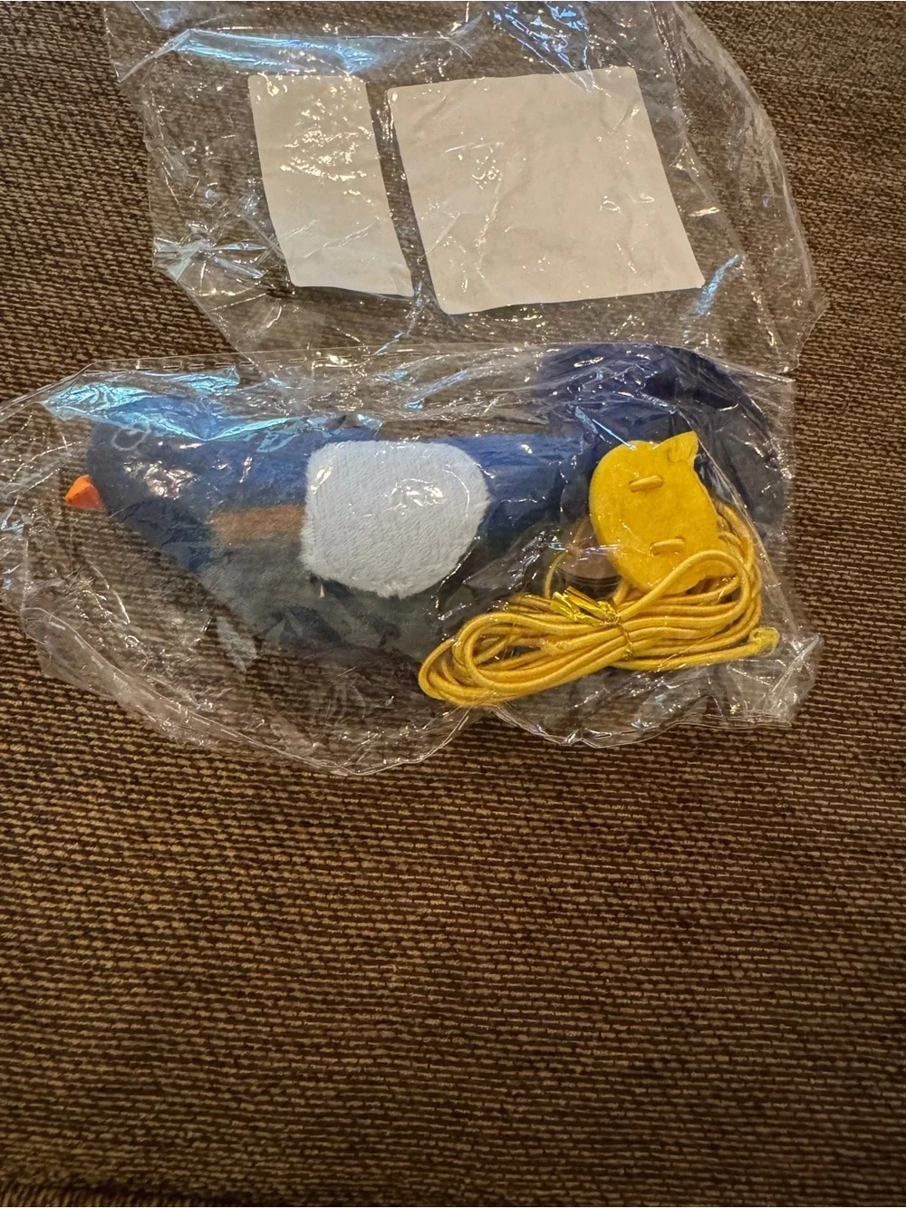Lot of 2 Plush Bird Cat Toys with cord